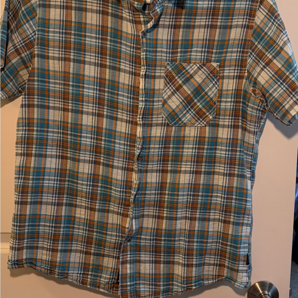 Kuhl Men's Casual Plaid Shirt - Blue, Brown, and White